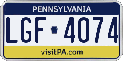 PA license plate LGF4074