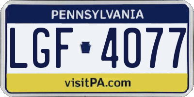PA license plate LGF4077
