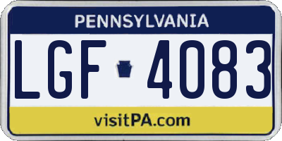 PA license plate LGF4083