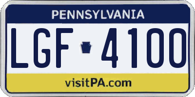 PA license plate LGF4100