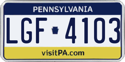PA license plate LGF4103