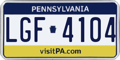PA license plate LGF4104