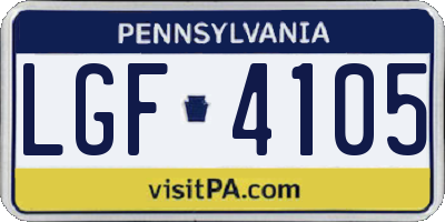 PA license plate LGF4105