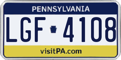PA license plate LGF4108