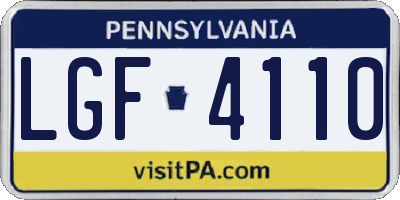 PA license plate LGF4110