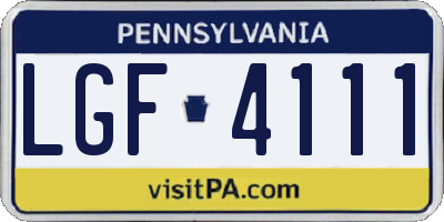 PA license plate LGF4111