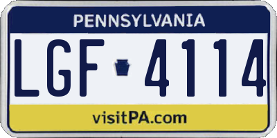 PA license plate LGF4114