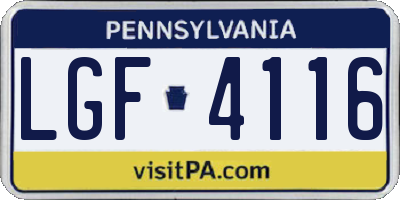 PA license plate LGF4116