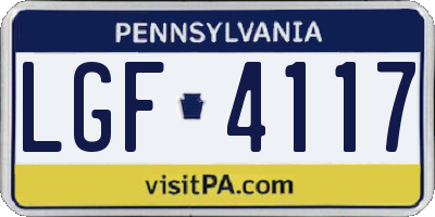 PA license plate LGF4117