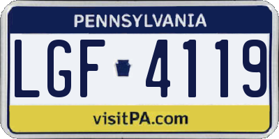 PA license plate LGF4119