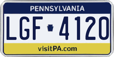 PA license plate LGF4120