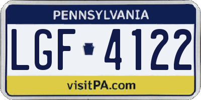 PA license plate LGF4122
