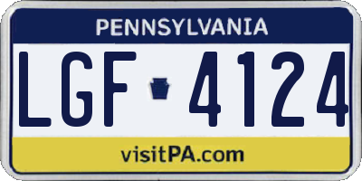 PA license plate LGF4124