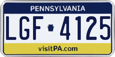PA license plate LGF4125
