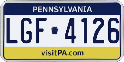PA license plate LGF4126
