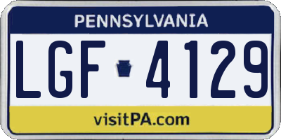 PA license plate LGF4129