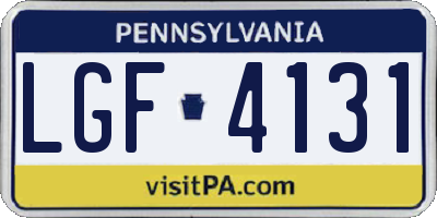 PA license plate LGF4131