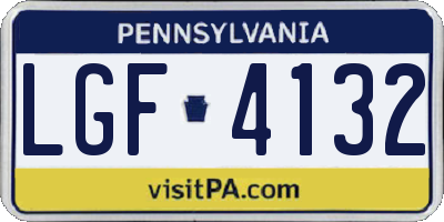 PA license plate LGF4132