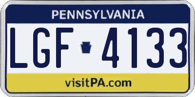 PA license plate LGF4133