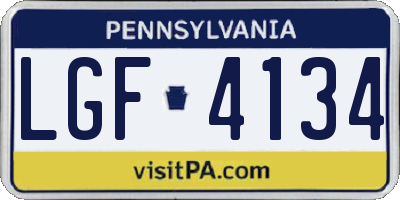 PA license plate LGF4134