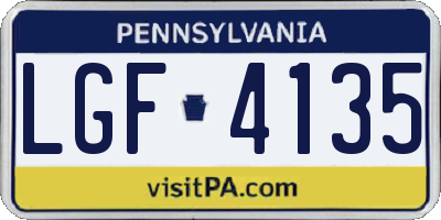 PA license plate LGF4135