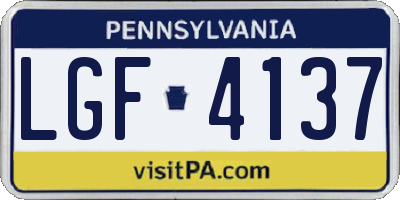 PA license plate LGF4137