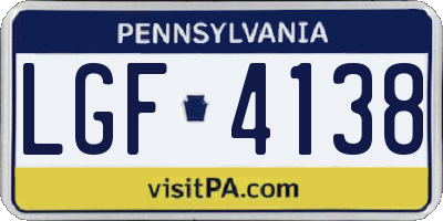 PA license plate LGF4138