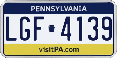 PA license plate LGF4139