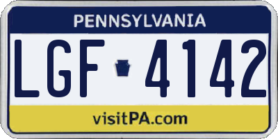 PA license plate LGF4142