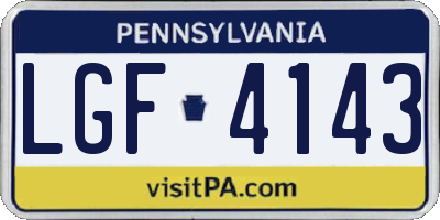 PA license plate LGF4143