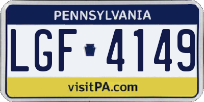 PA license plate LGF4149