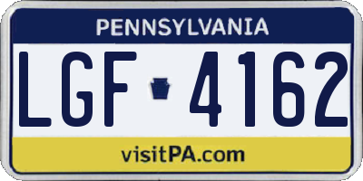PA license plate LGF4162