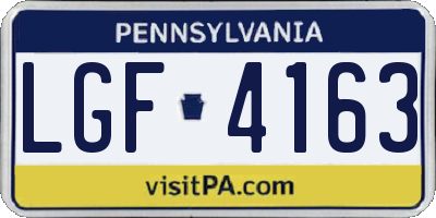 PA license plate LGF4163