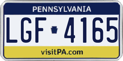 PA license plate LGF4165