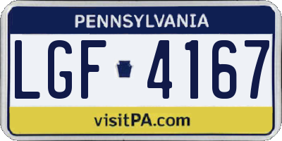 PA license plate LGF4167