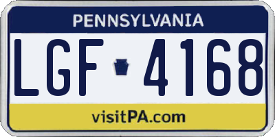 PA license plate LGF4168