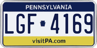 PA license plate LGF4169