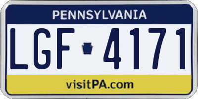 PA license plate LGF4171