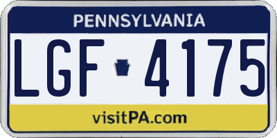 PA license plate LGF4175