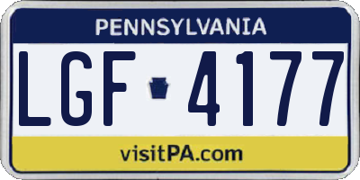 PA license plate LGF4177
