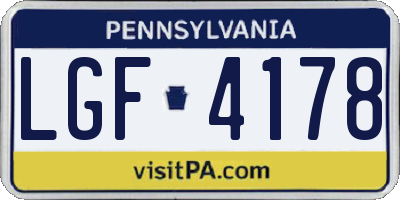 PA license plate LGF4178