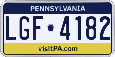 PA license plate LGF4182
