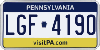 PA license plate LGF4190