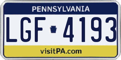 PA license plate LGF4193