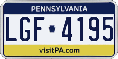 PA license plate LGF4195