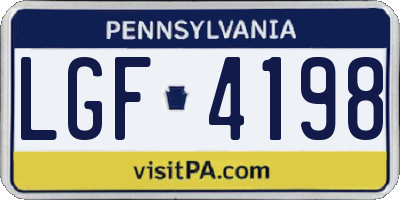 PA license plate LGF4198