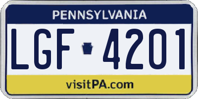 PA license plate LGF4201