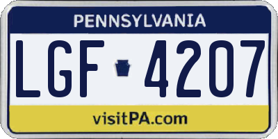 PA license plate LGF4207