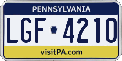 PA license plate LGF4210