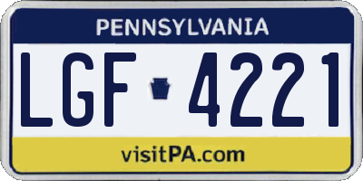PA license plate LGF4221